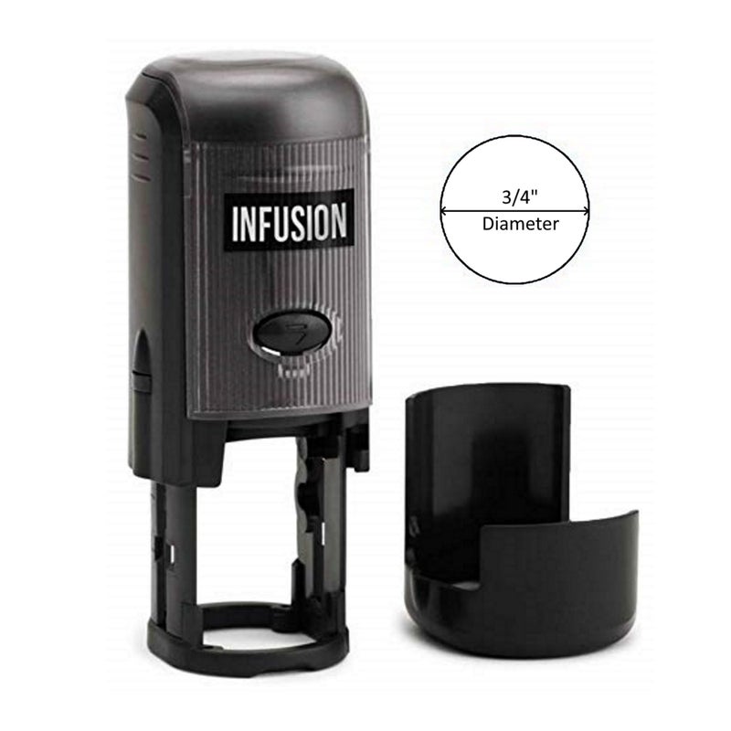 Infusion Sign HERE Round Self-Inking Stock Rubber Stamp (3/4'' Diameter) - Red Ink - Image 4